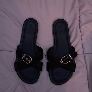 H&M Elegant Black Slide Sandals